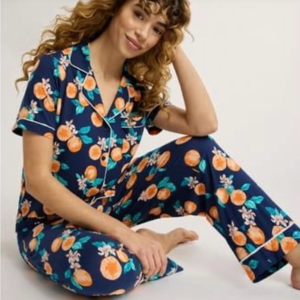 Navy Blue Floral Women's Pajama Set
